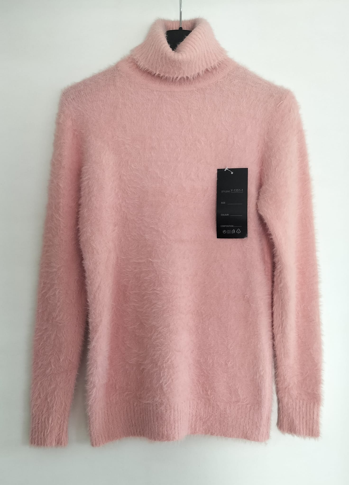 Pull rose col roulé femme (4)