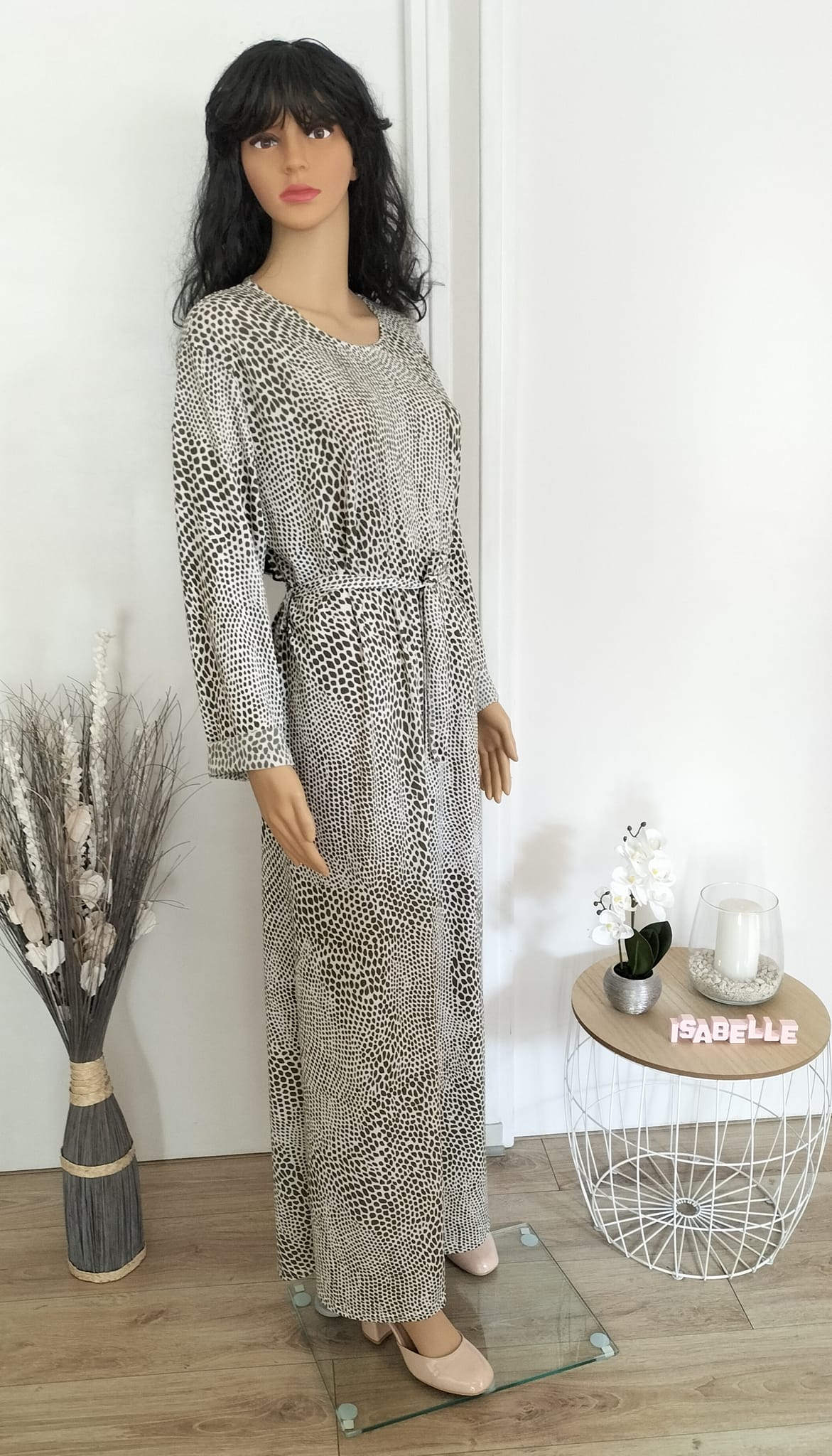Robe beige et kaki (5)