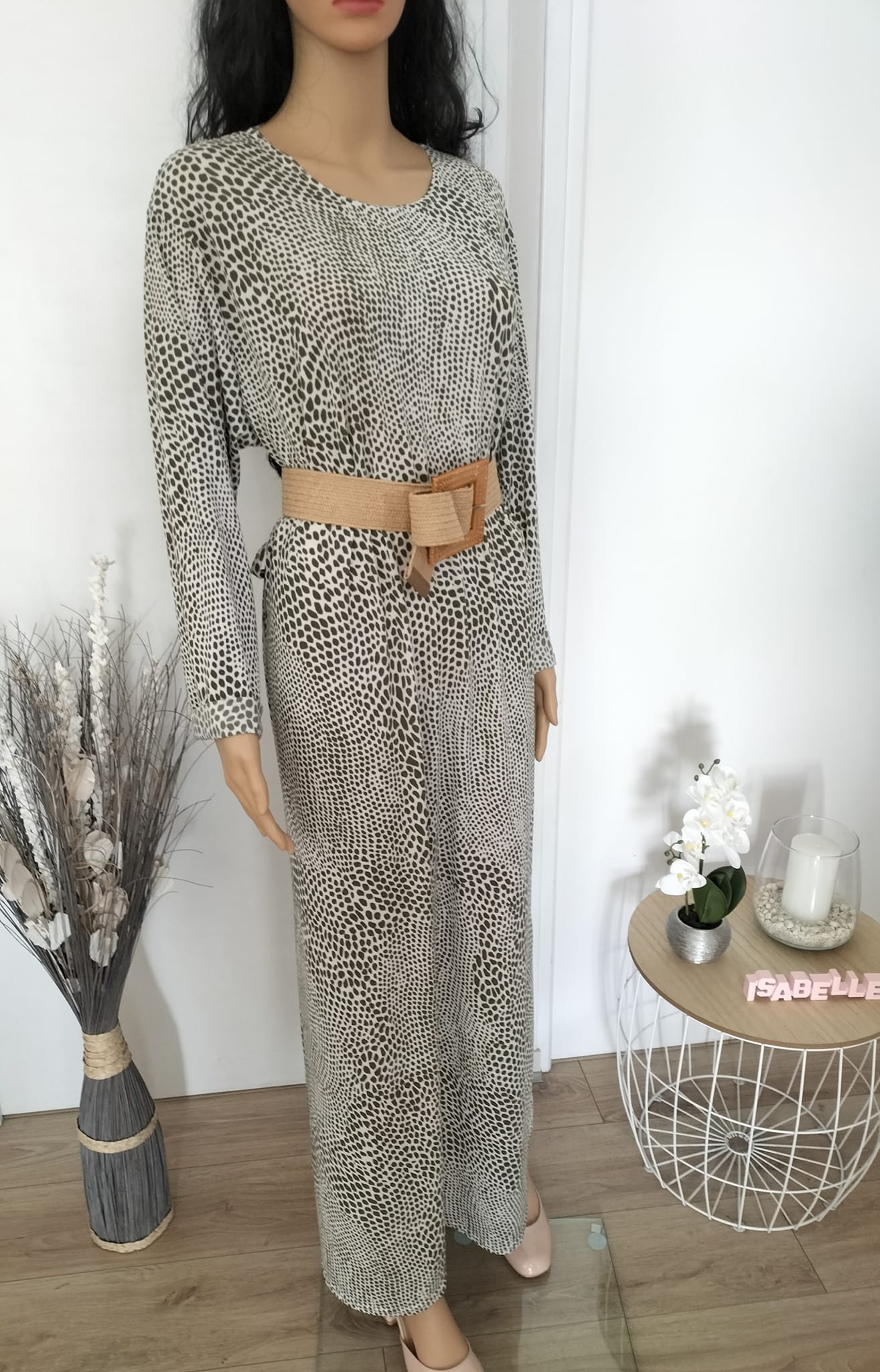 Robe beige et kaki (3)