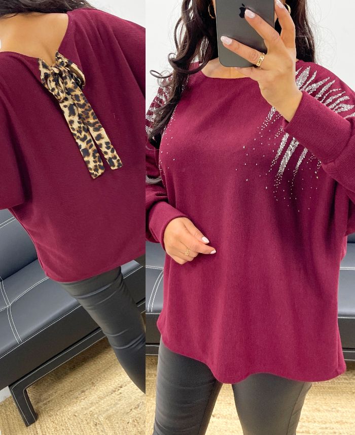 pull-noeud-leopard-strass-ah250292-bordeaux