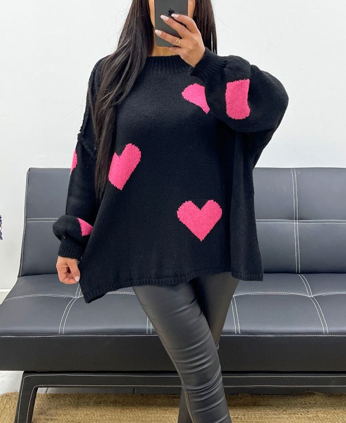pullover-oversize-surpiqure-coeur-ah250574-noir