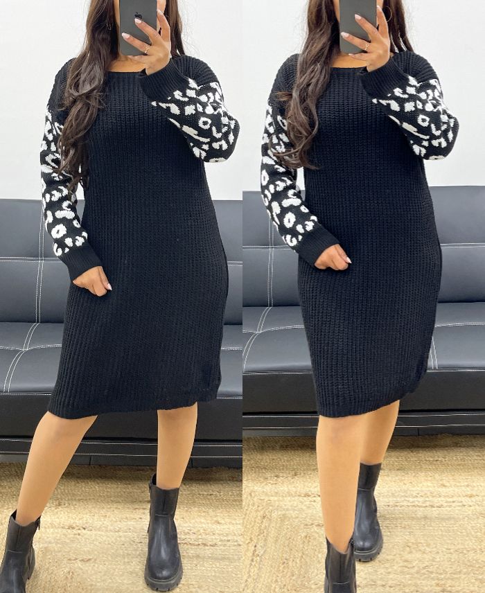 robe-manches-leopard-ah250942-noir