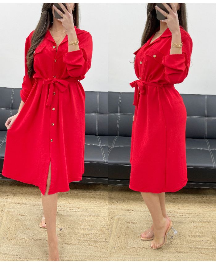 robe-chemise-longue-avec-lien-pe0392-rouge (2)