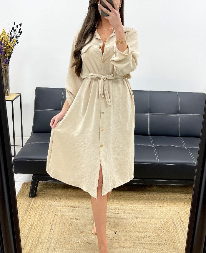 robe-chemise-longue-avec-lien-pe0392-beige (1)