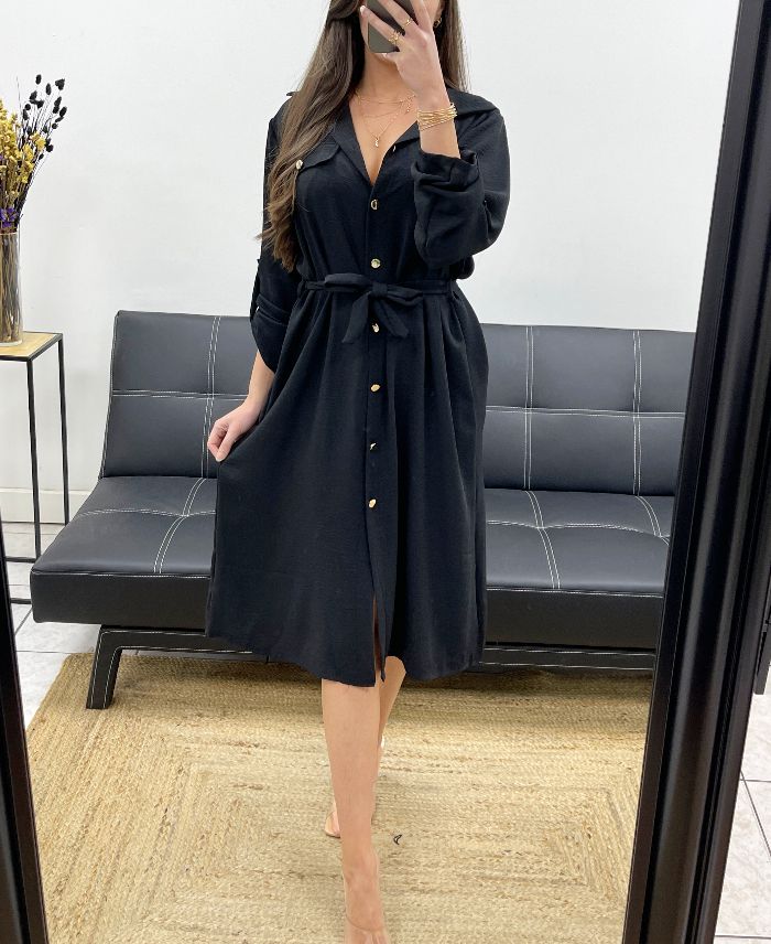 robe-chemise-longue-avec-lien-pe0392-noir (1)