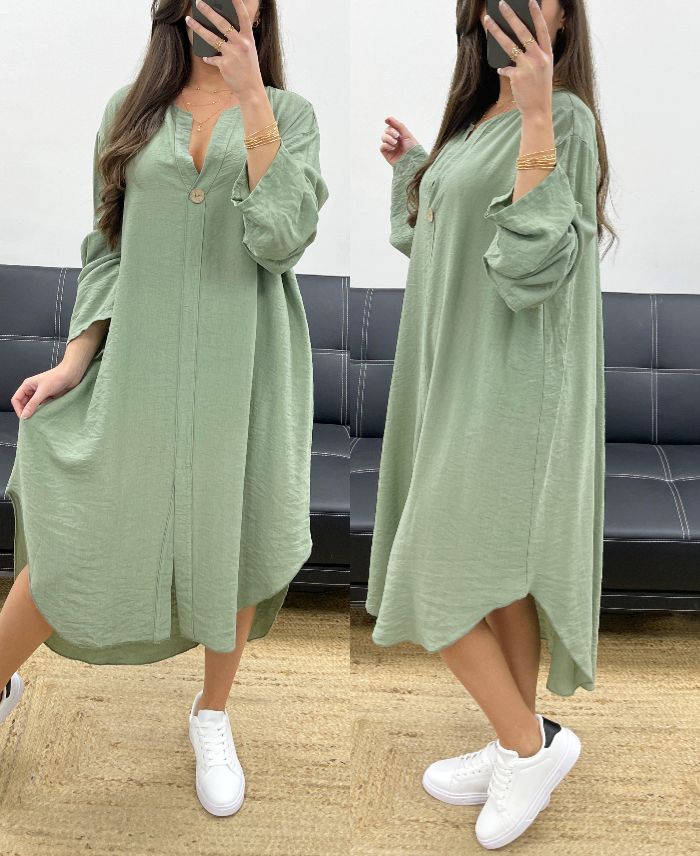 robe-oversize-fluide-viscose-bouton-pe0443-kaki