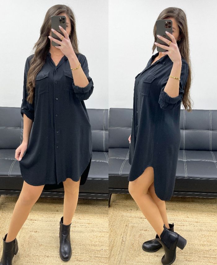robe-chemise-fluide-pe0702-noir