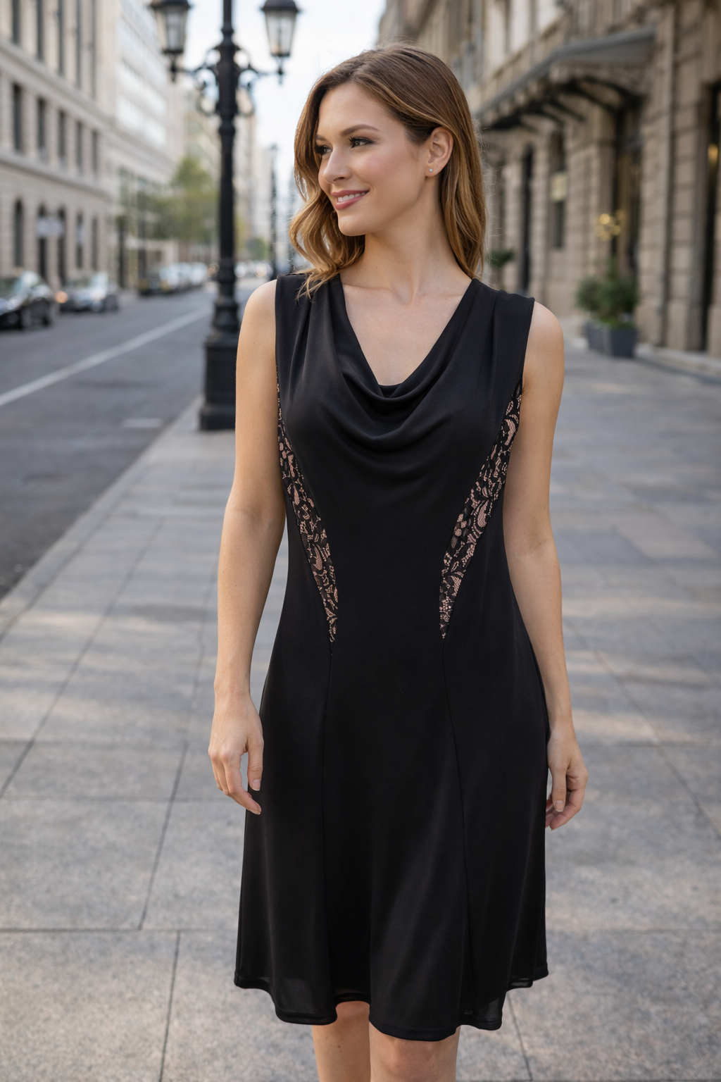 Femme élégante dans une robe noire