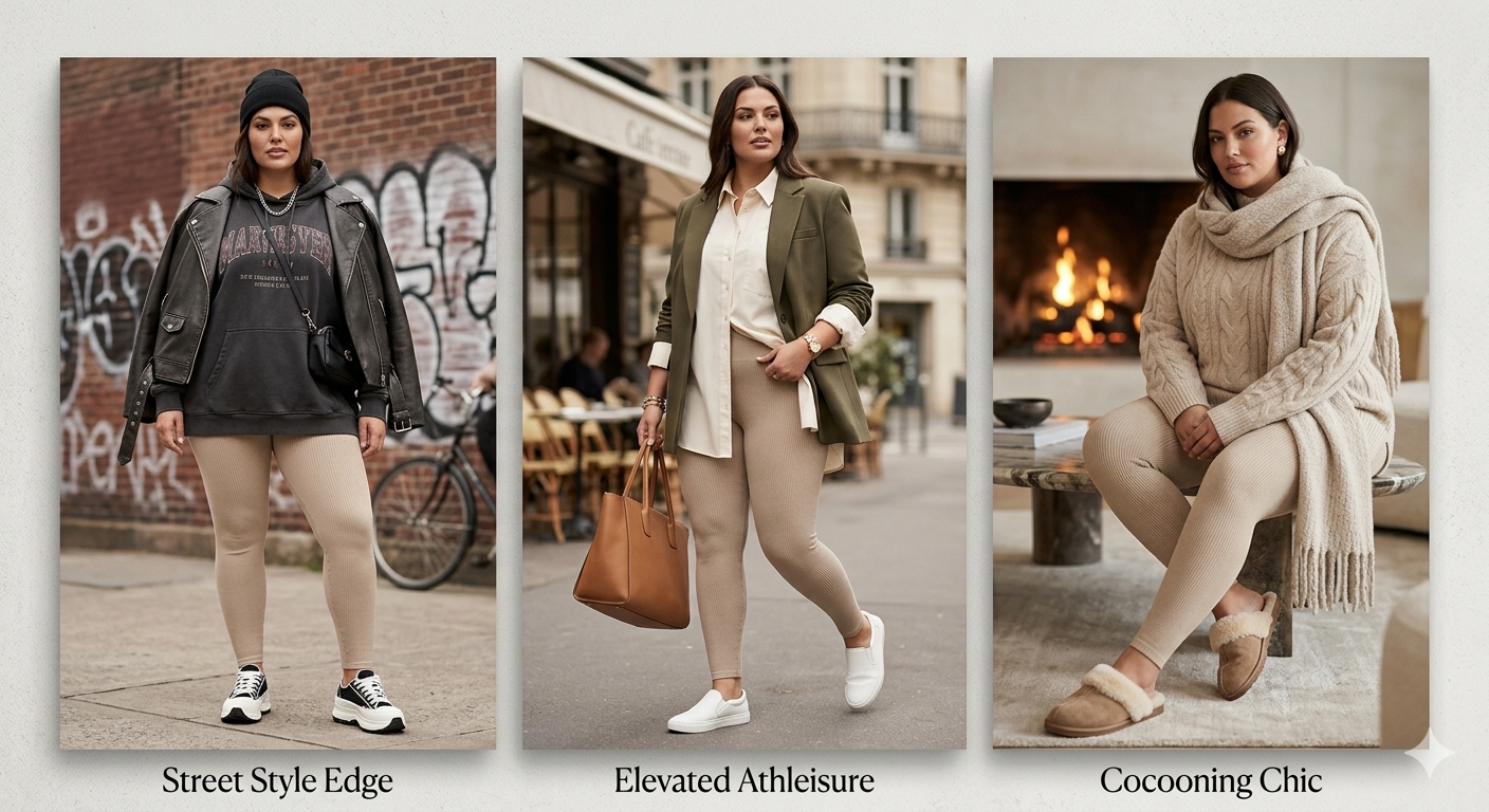 Legging Elara  beige côtelé