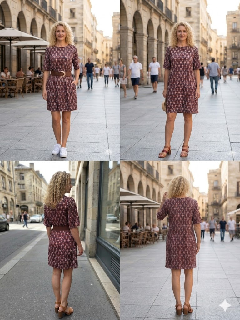 robe marron à motifs postures