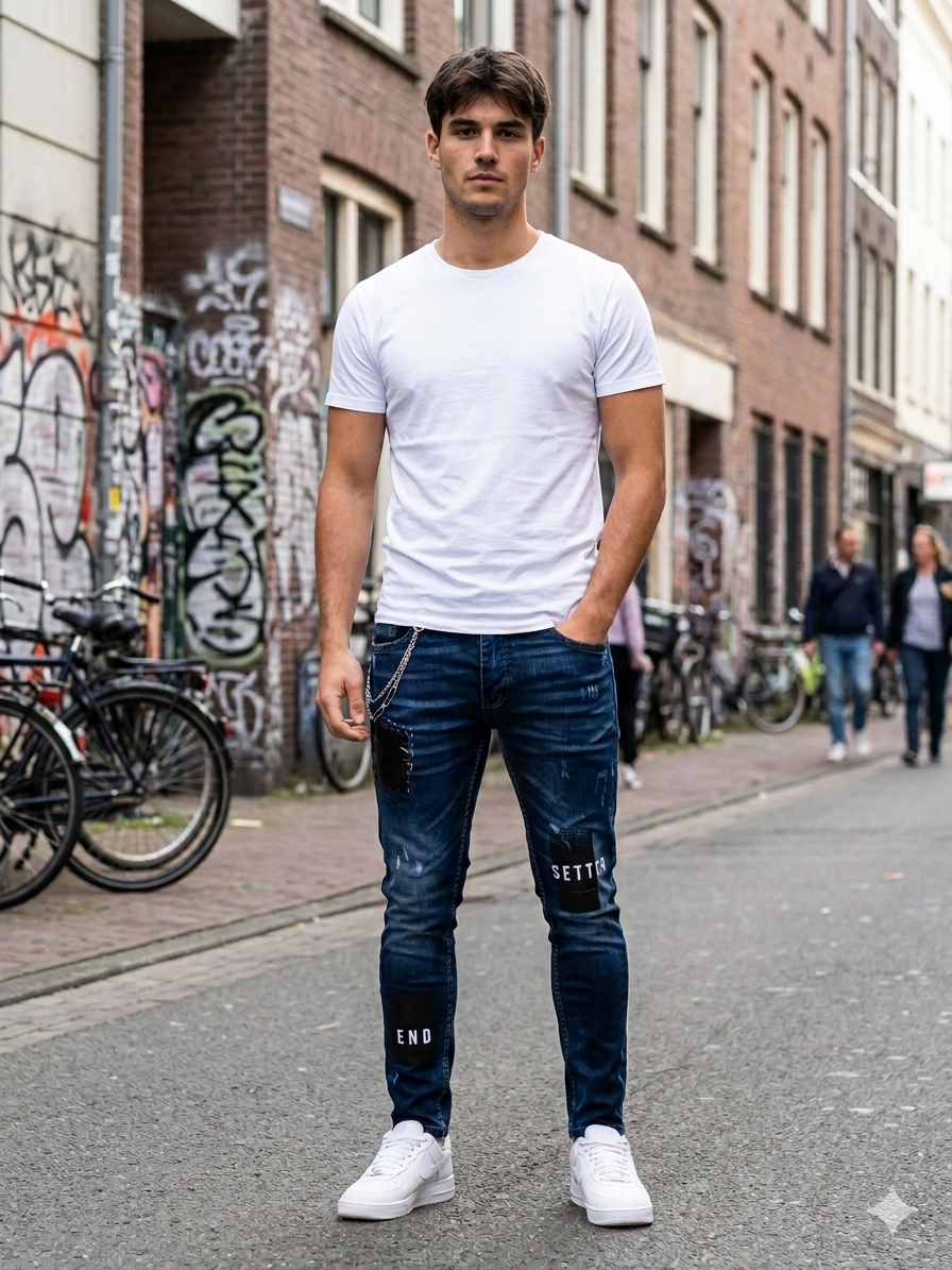 Jeans bleu coupe slim