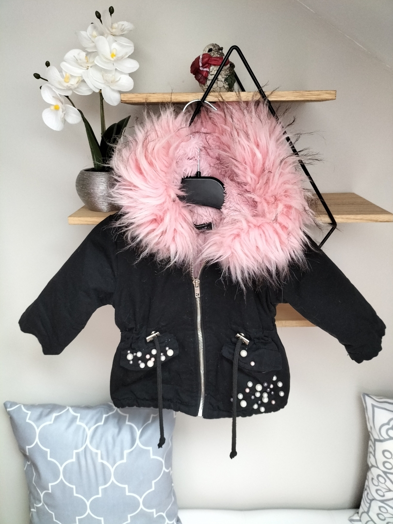 Manteau noir chicaprie SECONDE MAIN FILLE/0 à 24 mois haut Re