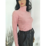 Pull rose col roulé femme (1)