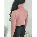 Pull rose col roulé femme (7)
