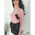 Pull rose col roulé femme (6)