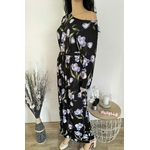 Robe longue noire imprimé fleuri violet  (6)