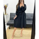 robe-chemise-longue-avec-lien-pe0392-noir