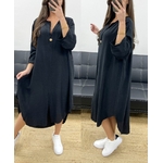 robe-oversize-fluide-viscose-bouton-pe0443-noir