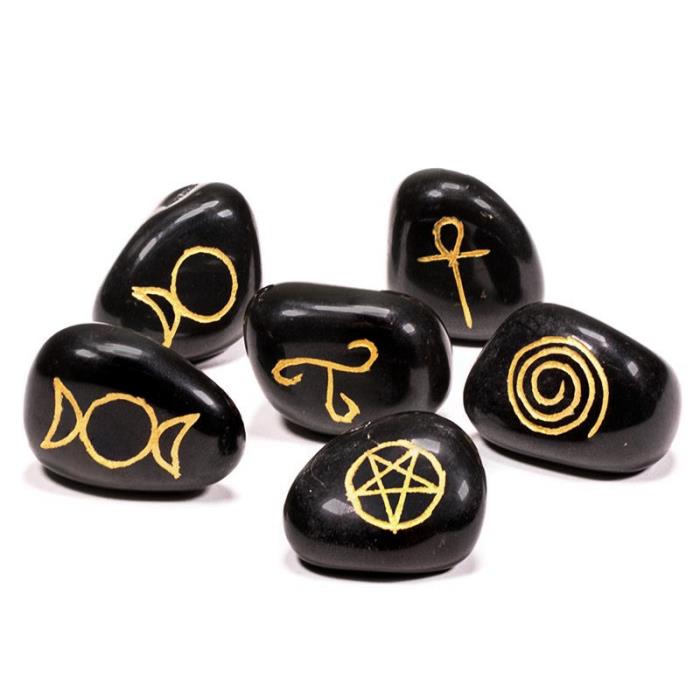 6 pierres symboles Wicca | Agate noire