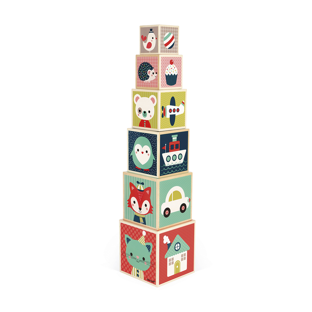 JANOD - Pyramide 6 cubes - baby forest (1)