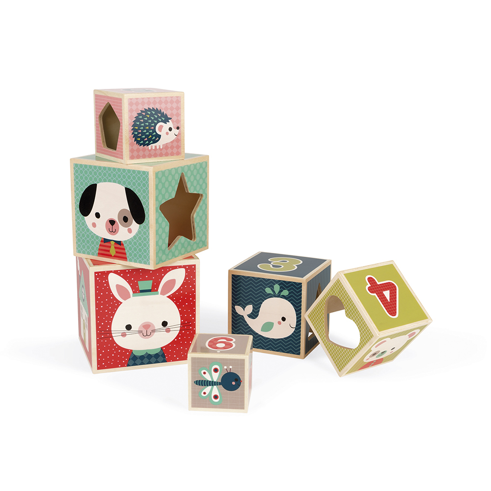 JANOD - Pyramide 6 cubes - baby forest (2)