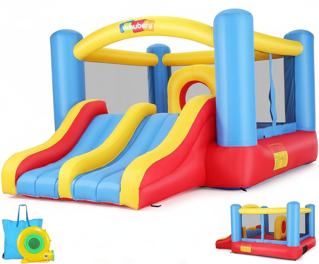Château Gonflable Double Toboggan et Panier de Basket
