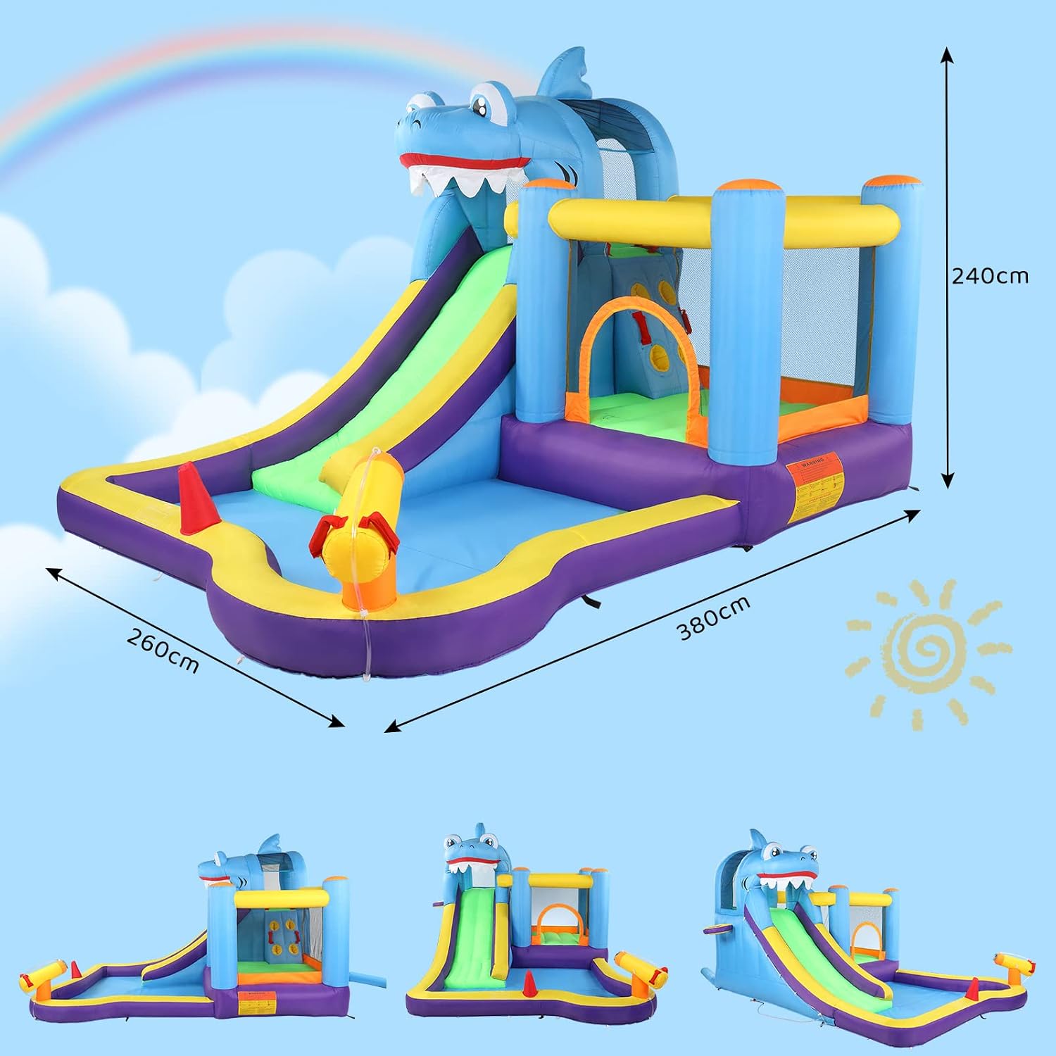 Château Gonflable LEADZM Thème Requin avec Piscine 2