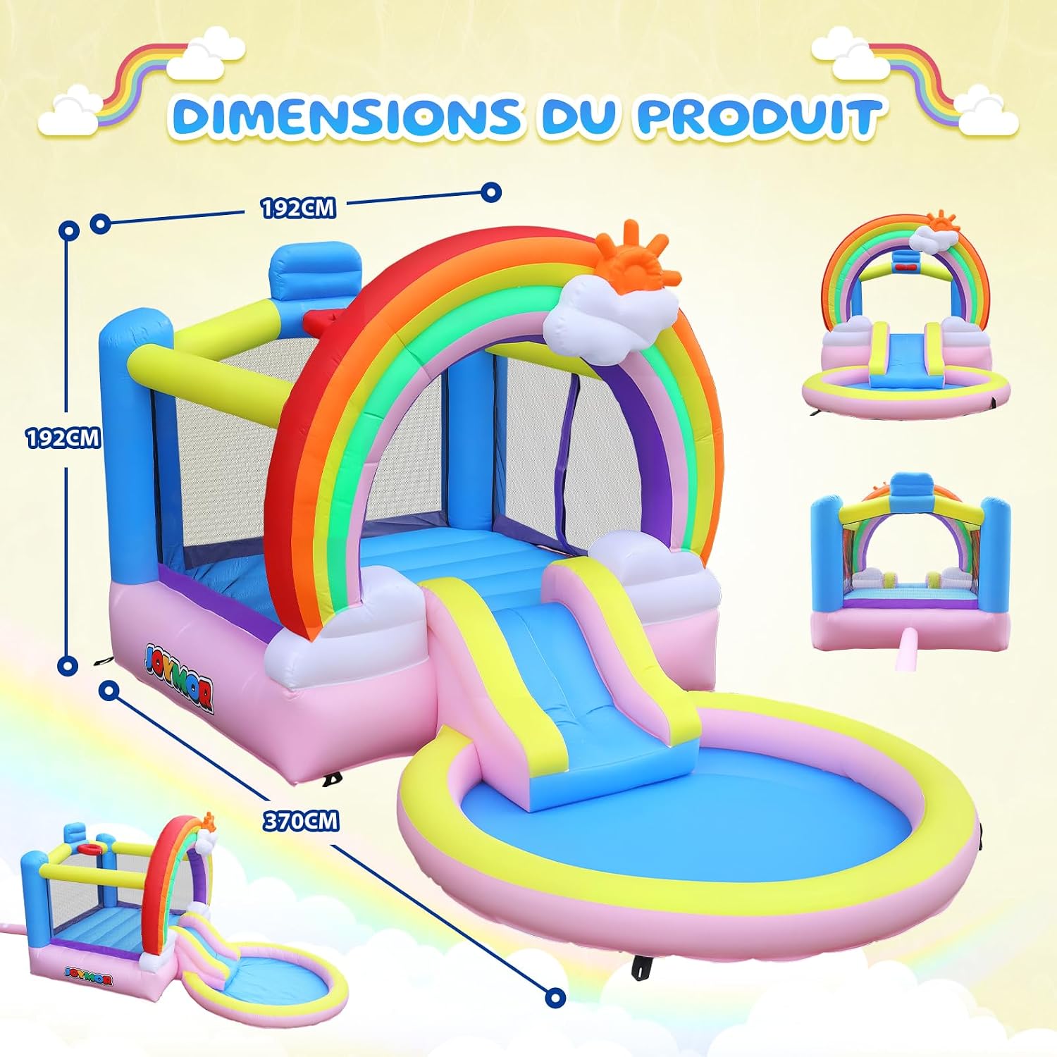 Château Gonflable Bonnlo Arc-en-Ciel avec Toboggan Aquatique 2