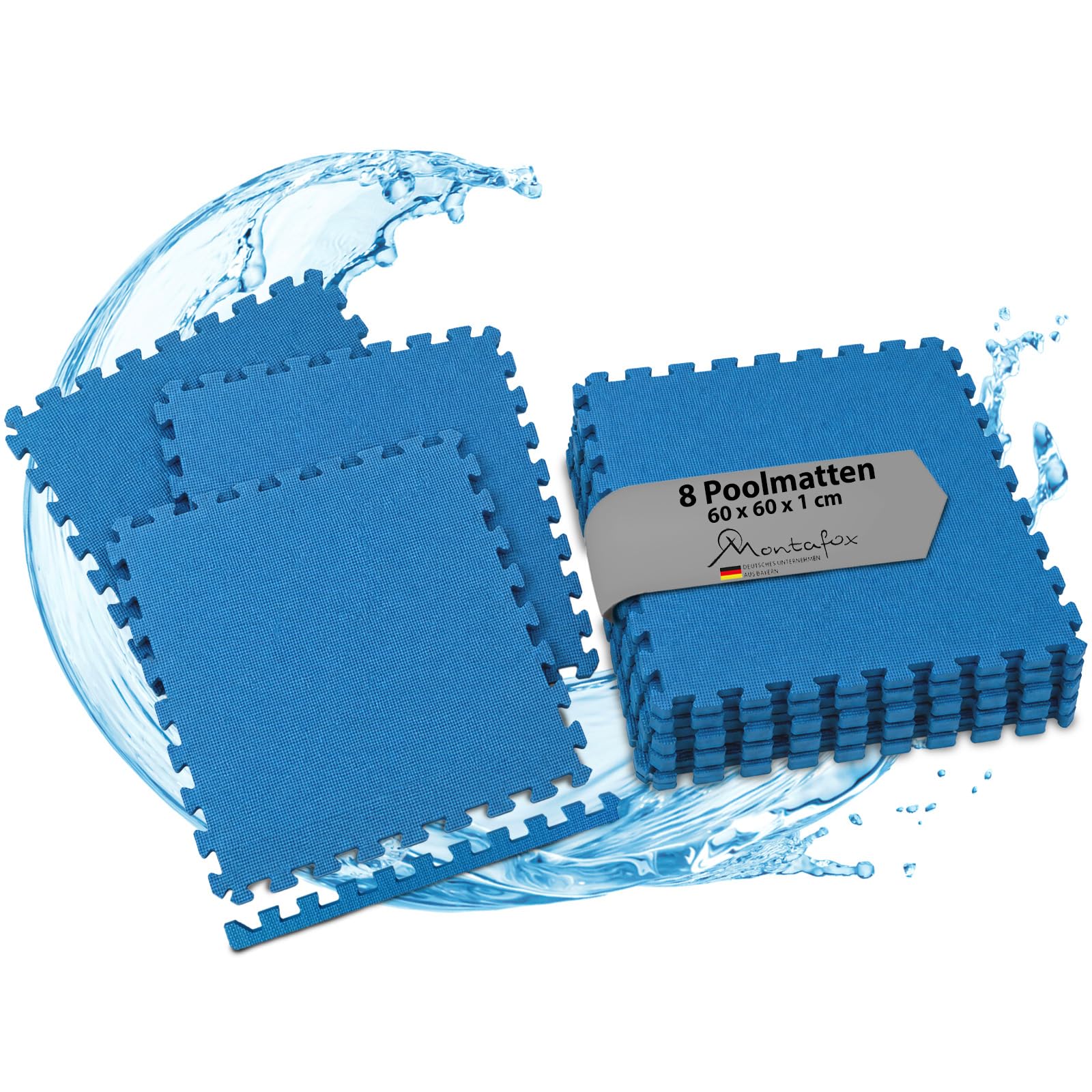 Dalles de protection Montafox bleues en mousse EVA, empilées et assemblées