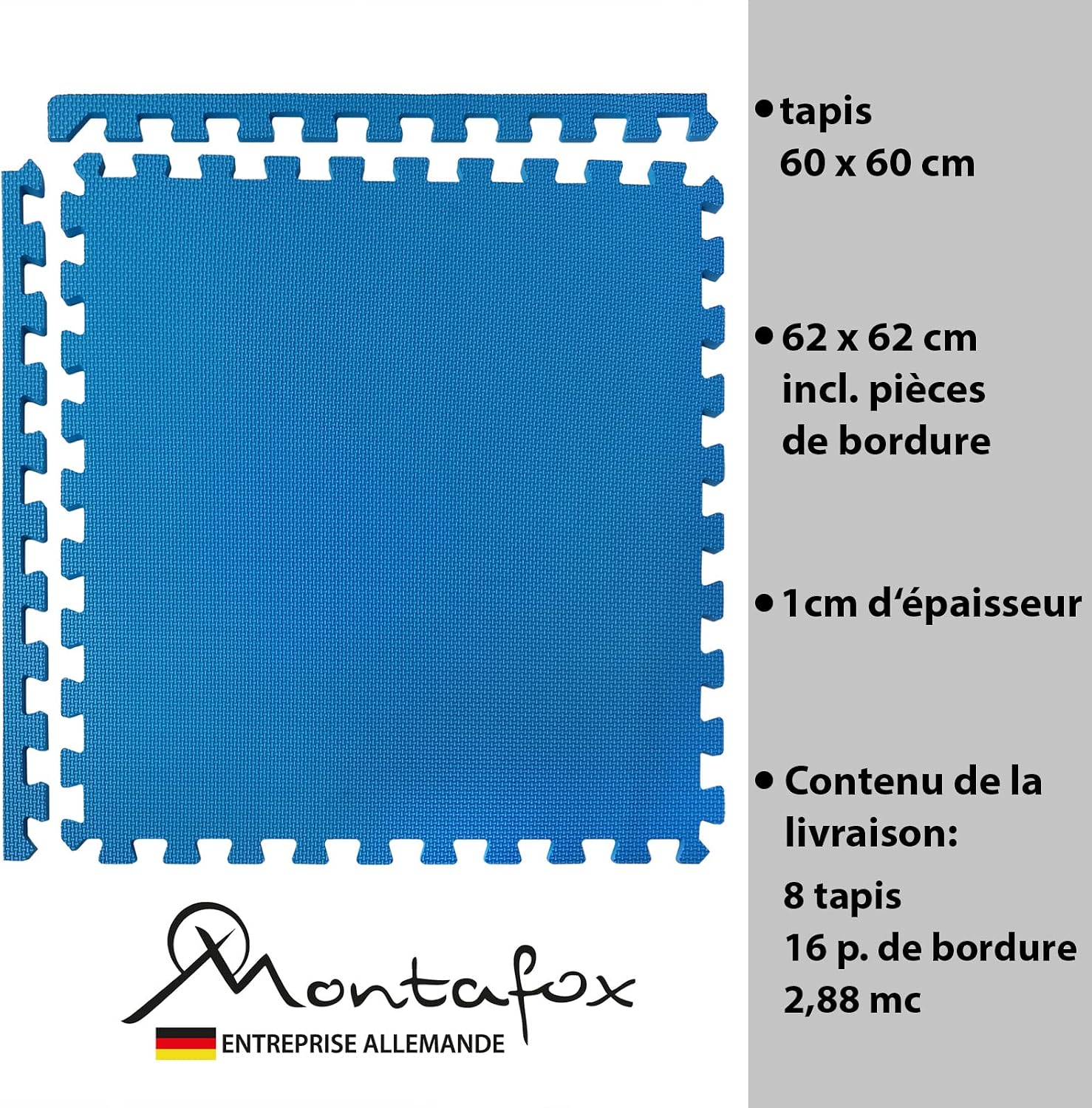 Dalle Montafox de 60 x 60 cm avec ses pièces de bordure, 1 cm dépaisseur