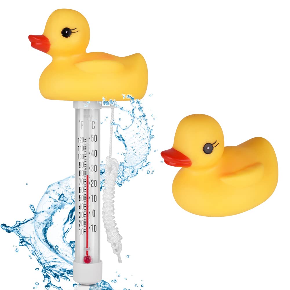 Thermomètre flottant OFFCUP à tête de canard jaune, avec son cordon dattache