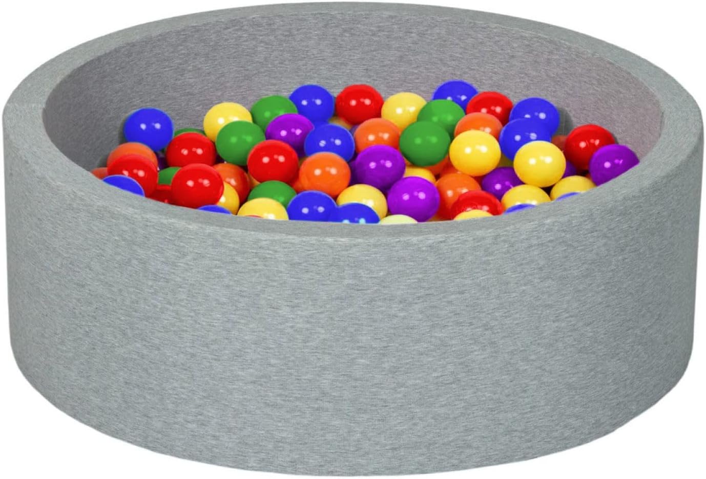 Balles multicolores de 5,5 cm dans une piscine à balles ronde grise
