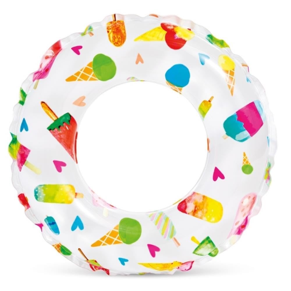 Bouée ronde Intex blanche imprimée de glaces et de fruits