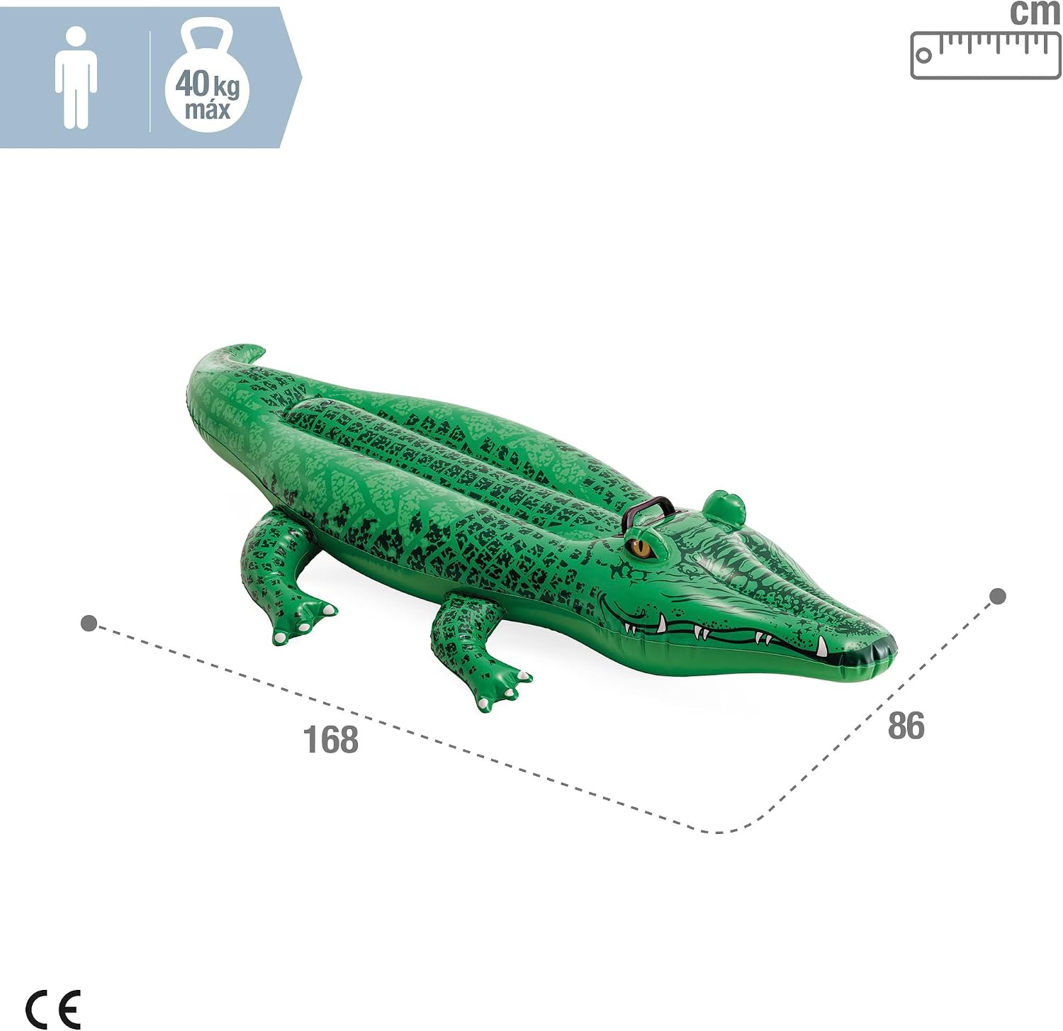 Crocodile Intex et ses dimensions : 168 x 86 cm, 40 kg maximum