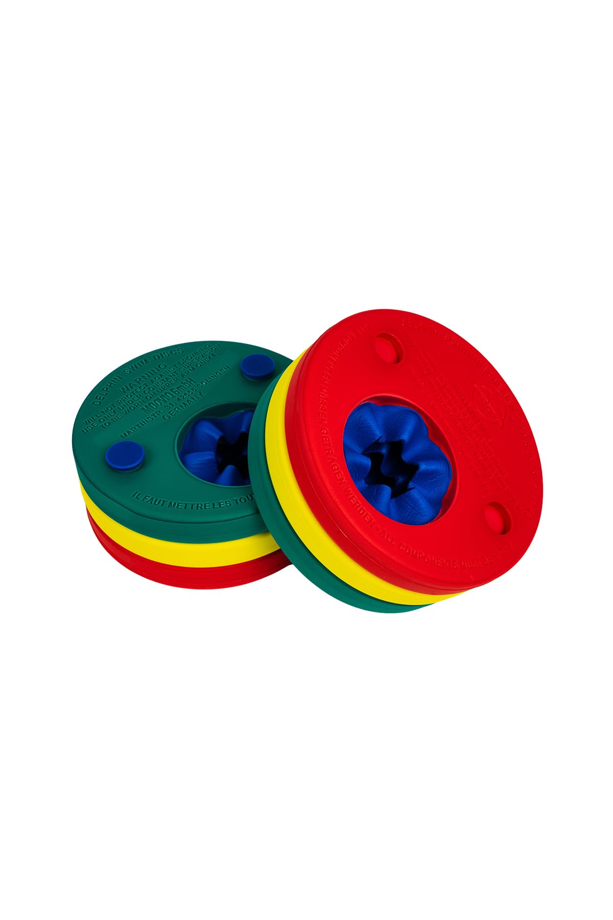 Paire de disques de natation Delphin rouges, jaunes et verts