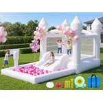 Château Gonflable Blanc, Toboggan et Piscine à Balles 2