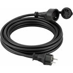 Rallonge électrique Electraline noire de 10 m enroulée, avec fiche et prise à clapet