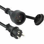 Prise à clapet et fiche mâle de la rallonge Electraline