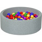 Balles multicolores de 5,5 cm dans une piscine à balles ronde grise