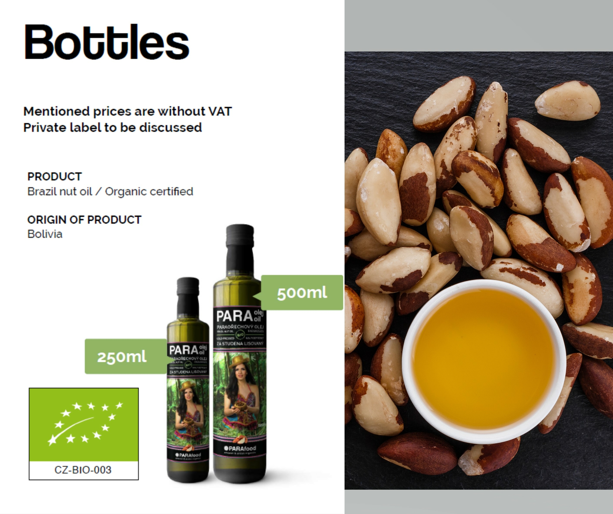 BOTTLE BRAZIL NUT B2B Bouteille d huile de noix du brésil www.luxfood-shop.fr