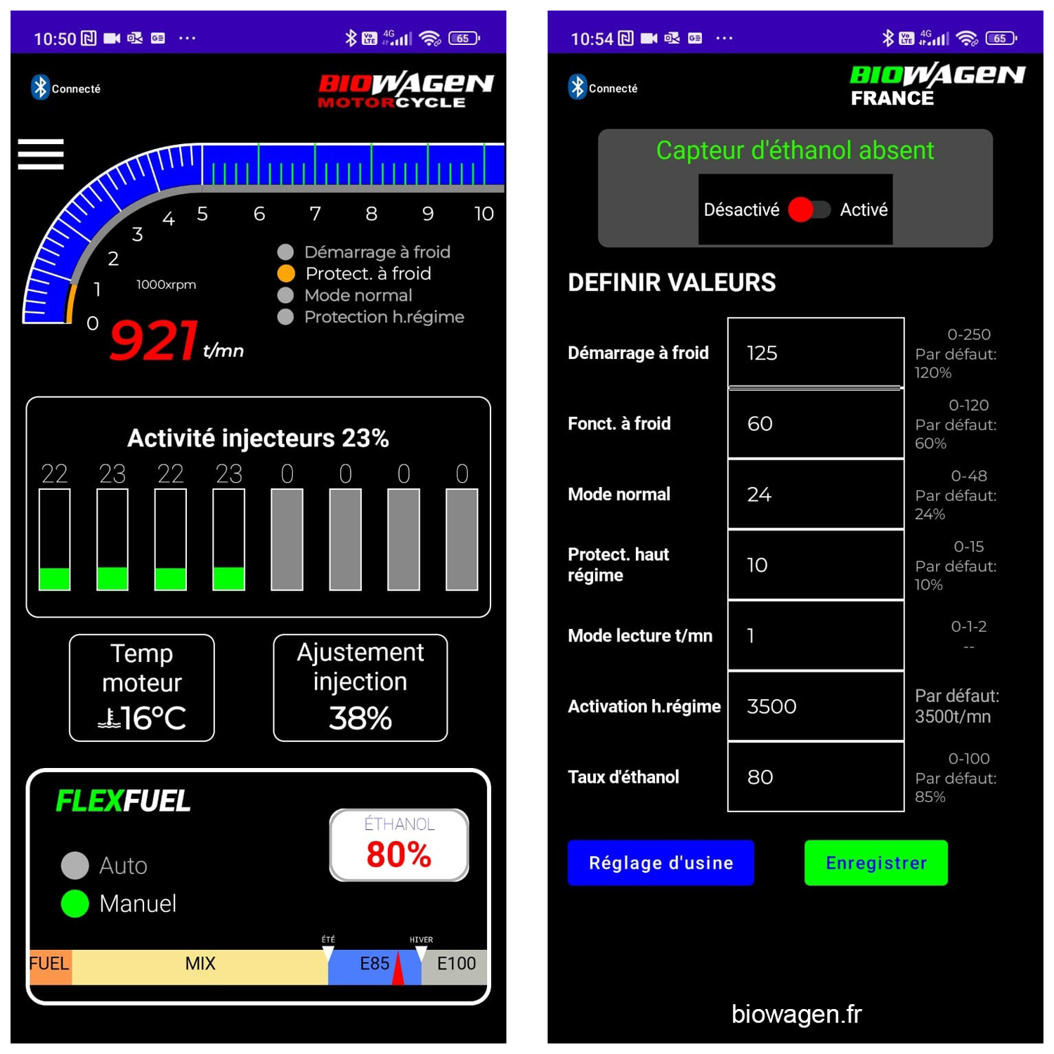 application boitier ethanol moto