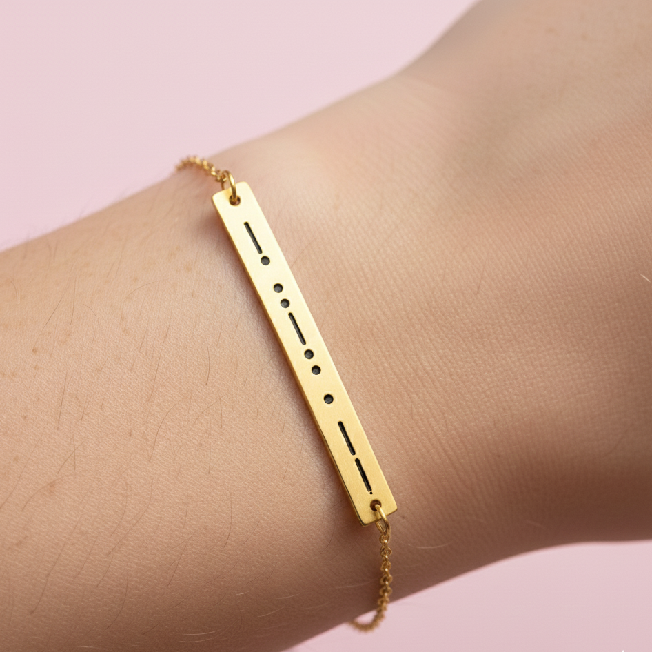 bracelet gourmette message secret doré