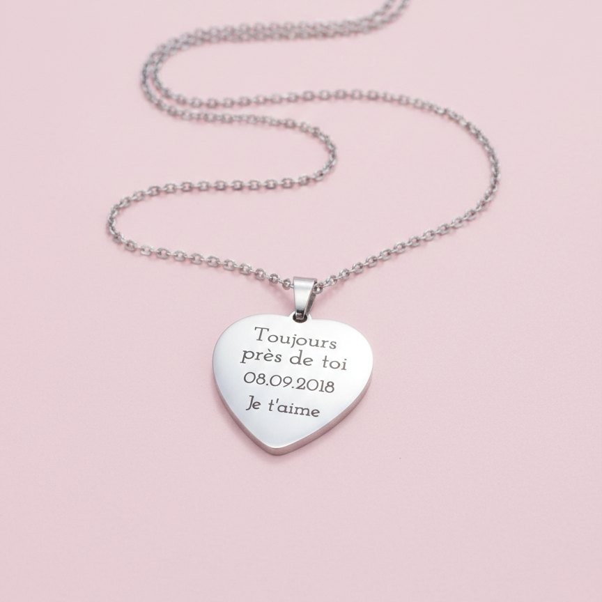 Collier pendentif coeur argenté