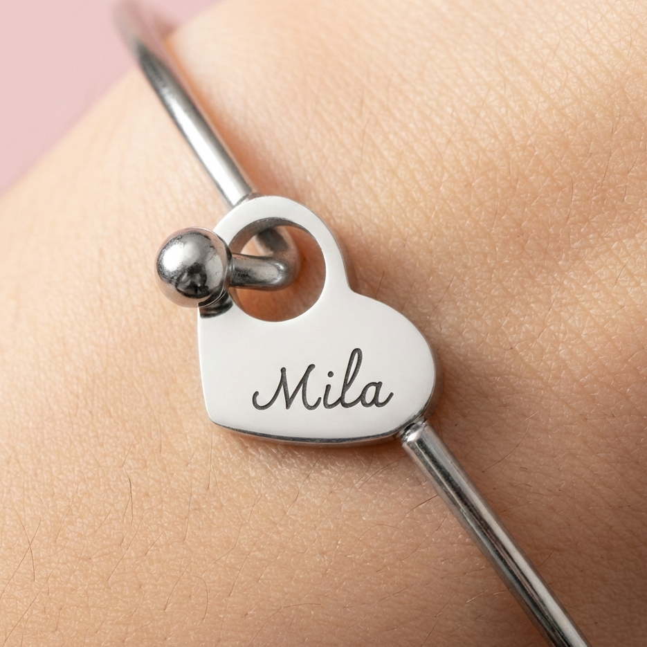 bracelet coeur argenté
