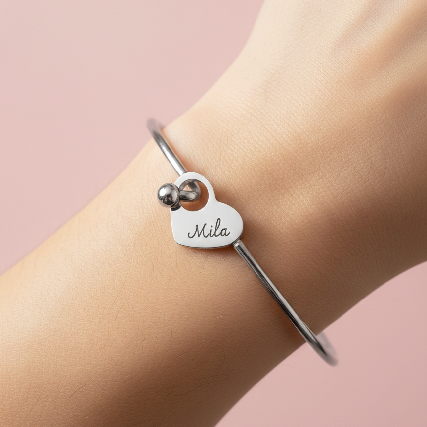 bracelet coeur argenté