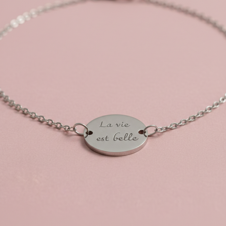 bracelet médaille centrée 12mm argentée