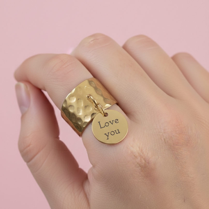 bague médaille gravée