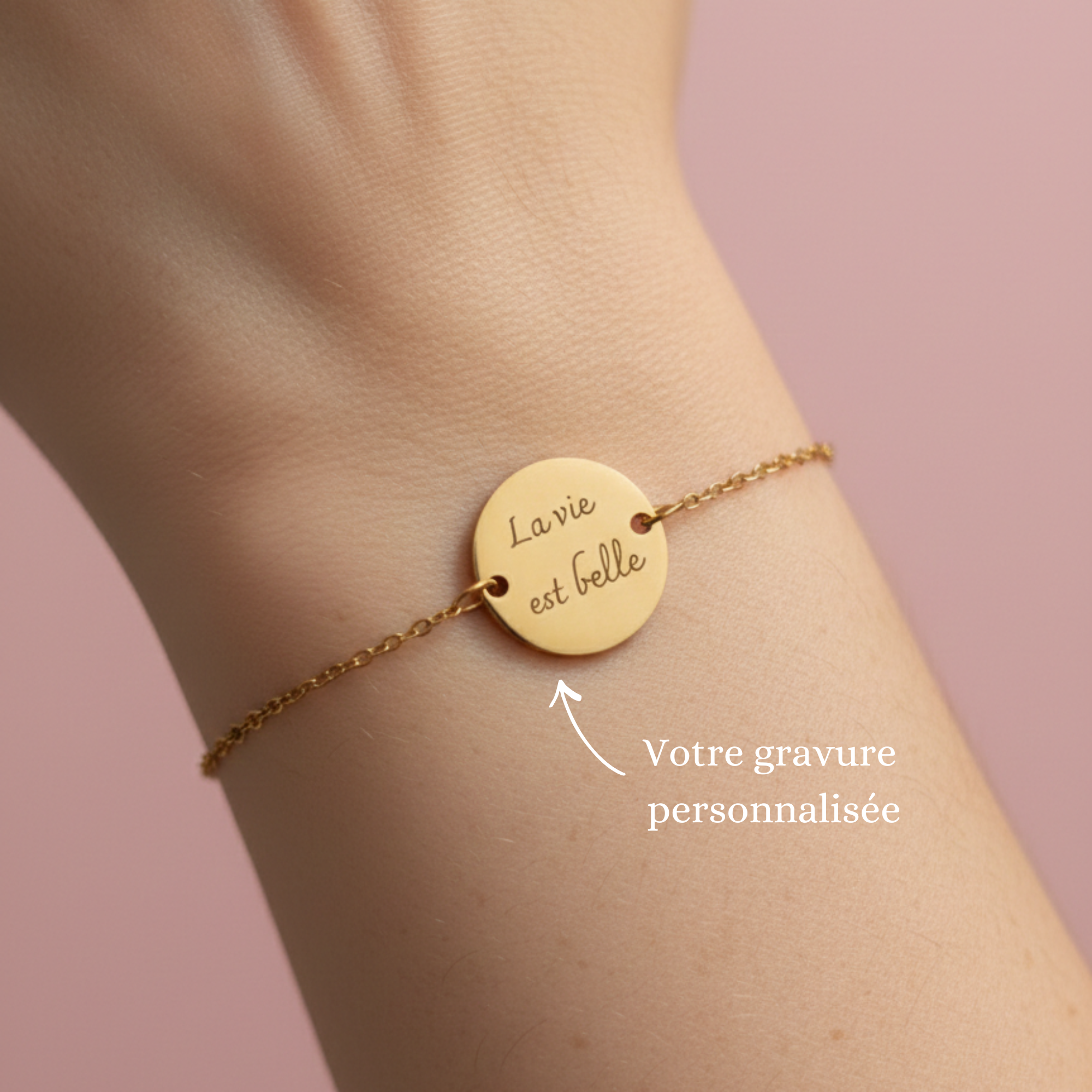 bracelet médaille ronde dorée