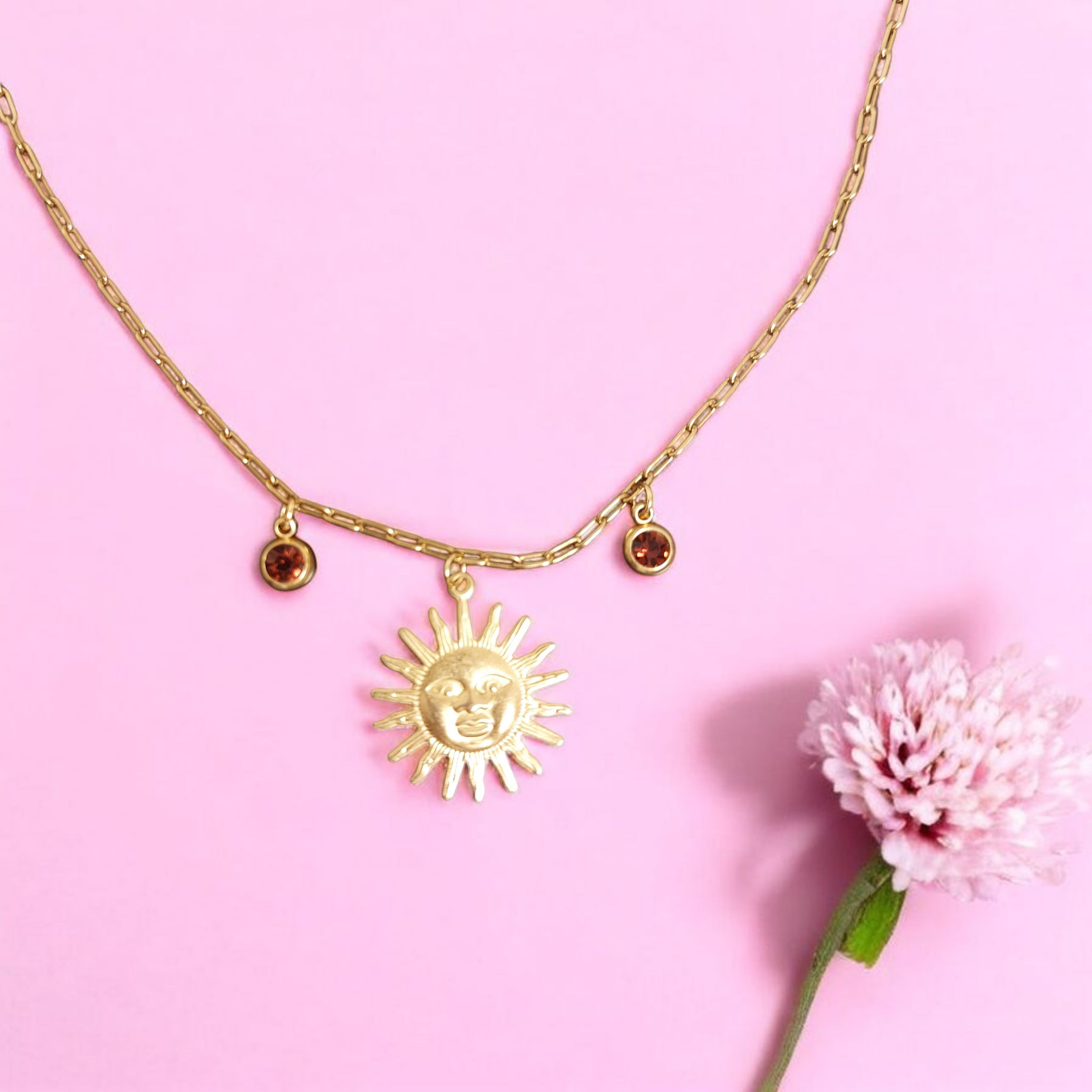 Collier en acier inoxydable - Charms soleil