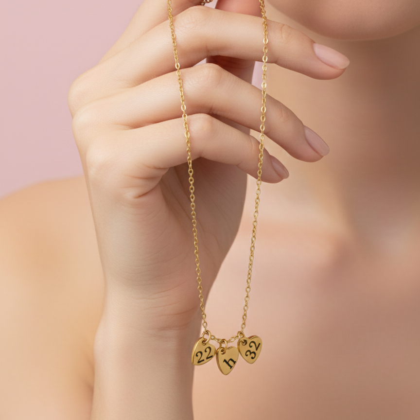 collier trois coeurs doré